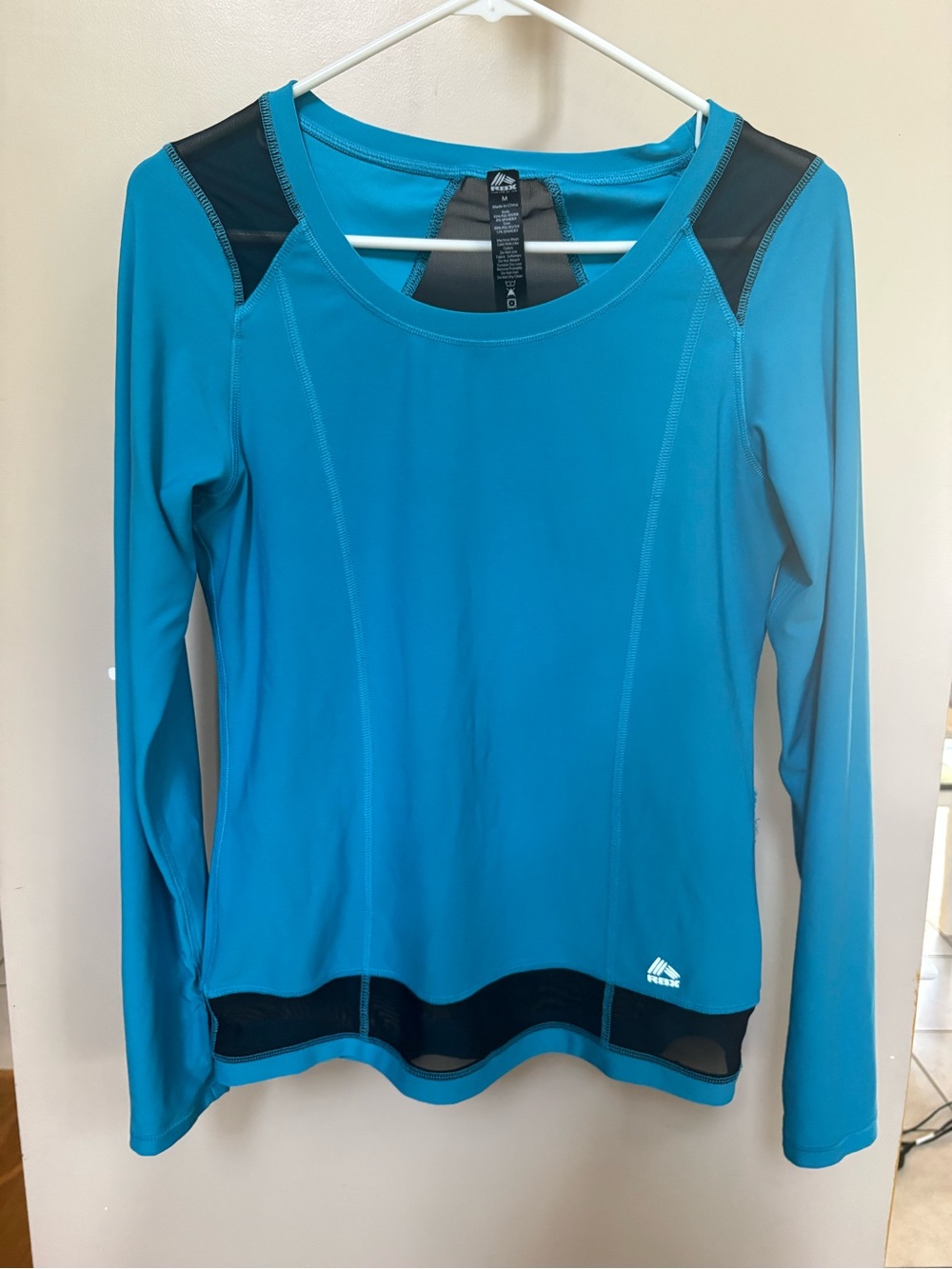 RBX Teal Long-Sleeve Athletic Top with Black Mesh Accents